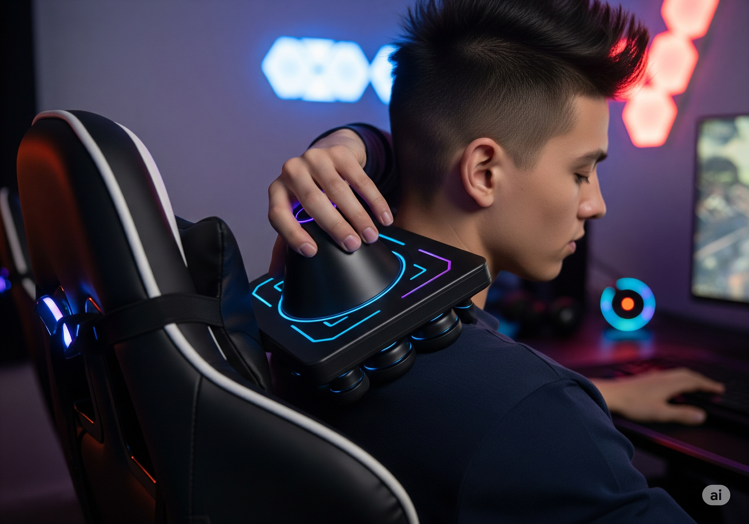 Gamer nutzt das Druckpunkt Tool am Nacken